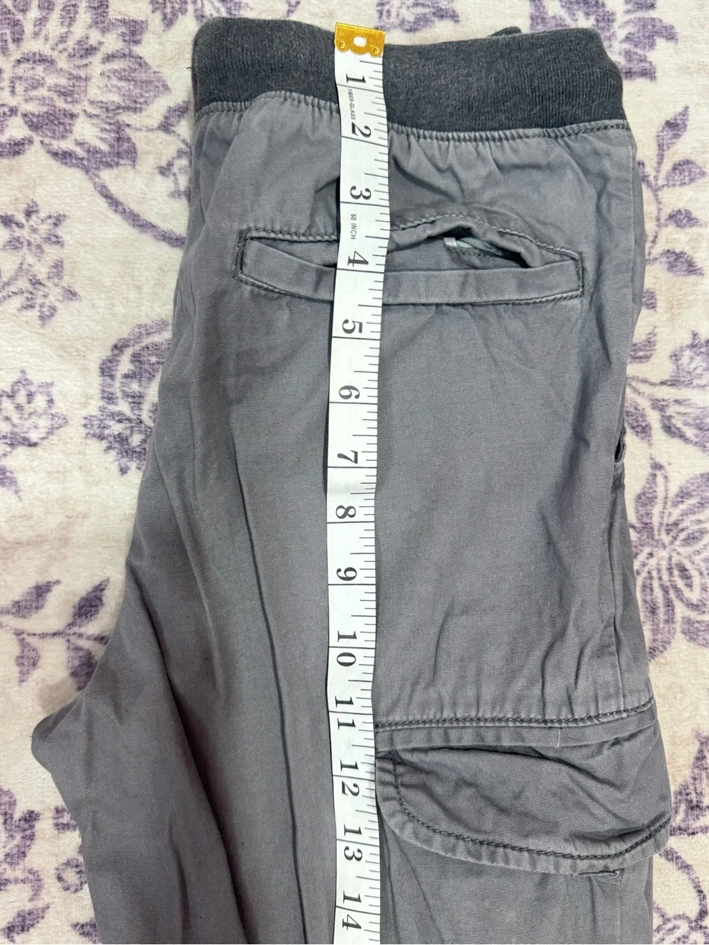 Old Navy Men's Charcoal Cargo Pants with Drawstring Waist
